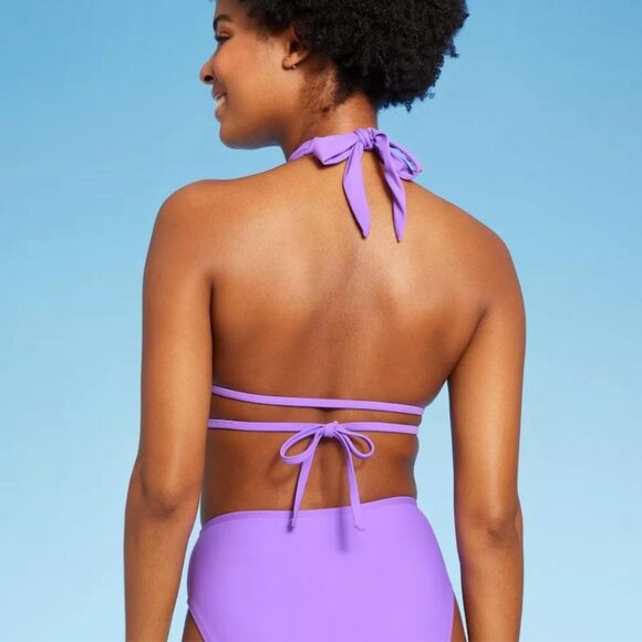 WILD FABLE BIKINI TOP MULTI WEAR CROSS HALTER TRIANGLE PURPLE WOMEN'S XS - Picture 2 of 7